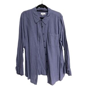 D&Co., Navy Linen Button-Up‎ Shirt, Women's L